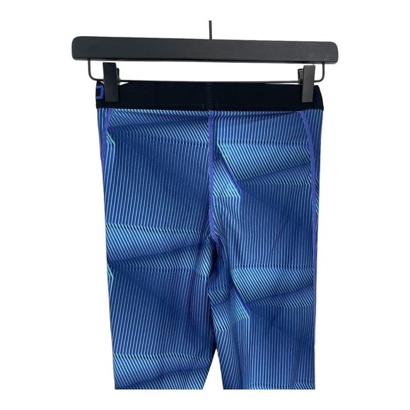 Nike Pro Womens Dri-Fit Blue Geometric Stripe Print Vented Leggings Size Small S - Picture 7 of 8